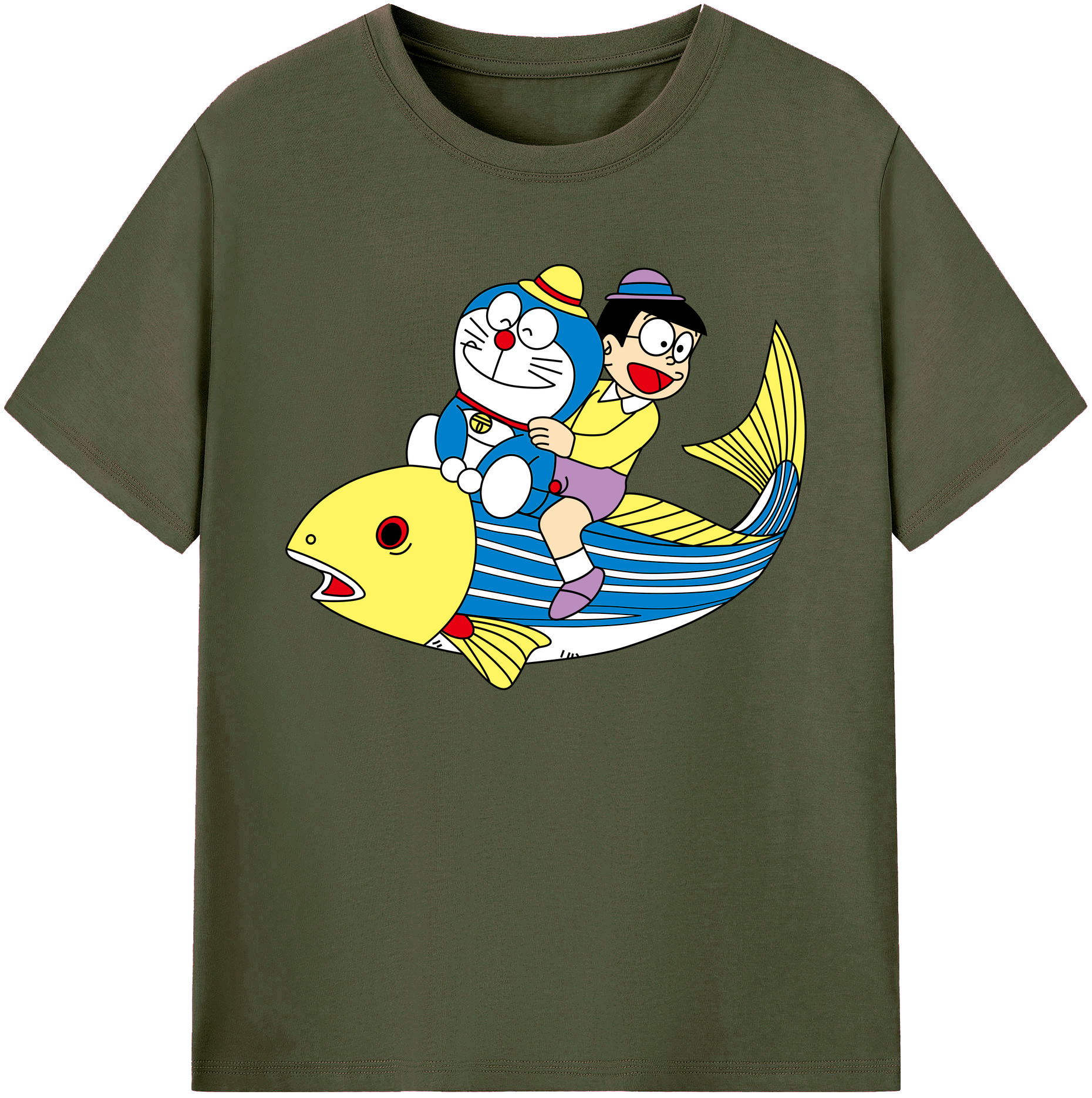 （画像用） ドラえもん 野比 のび太 Doraemon Nobita Nobi 綿100％ メンズ半袖Tシャツ｜肌触りやわらか＆通気性